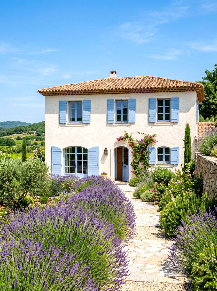 Blue Shutters House - 30 Mediterranean house exterior ideas