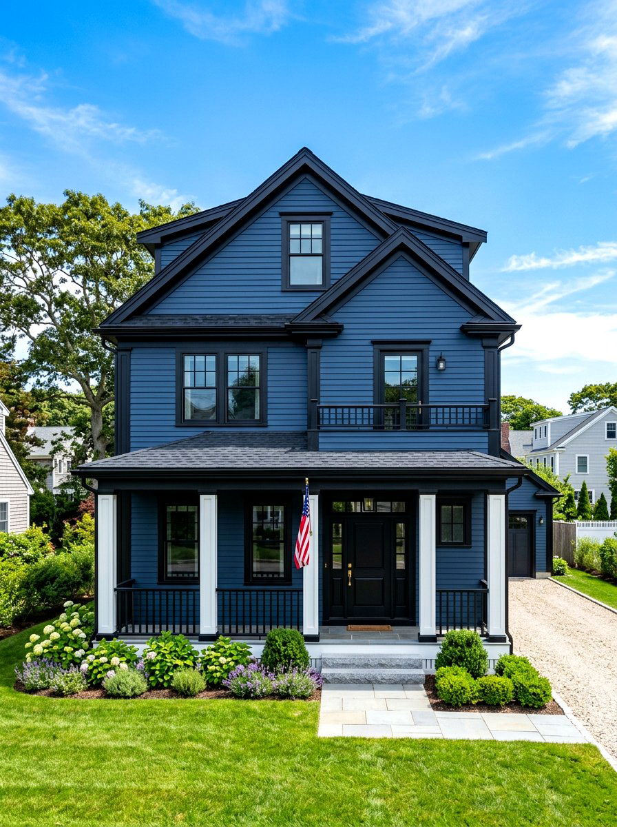 Blue Siding Black Trim - 30 black trim exterior ideas