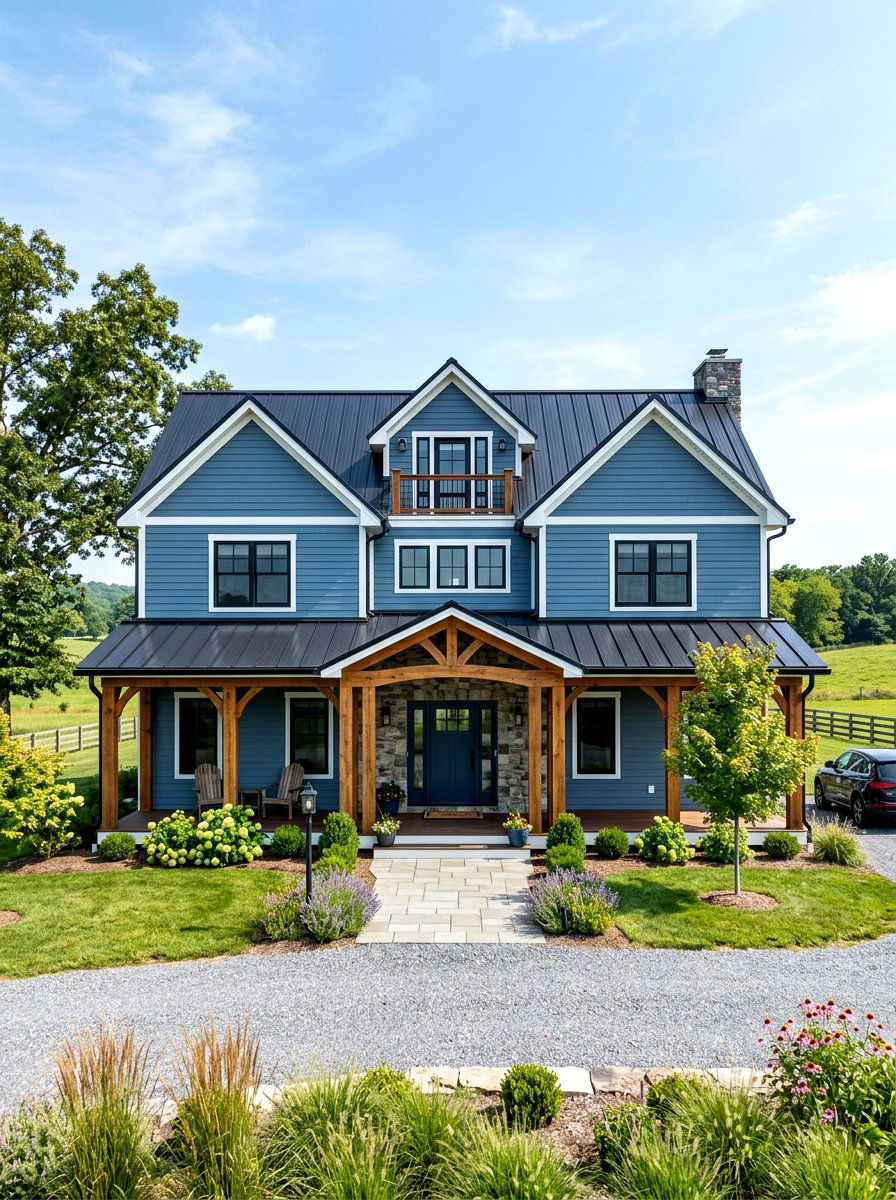 Blue Siding Wood Accents - 30 horizontal siding exterior ideas