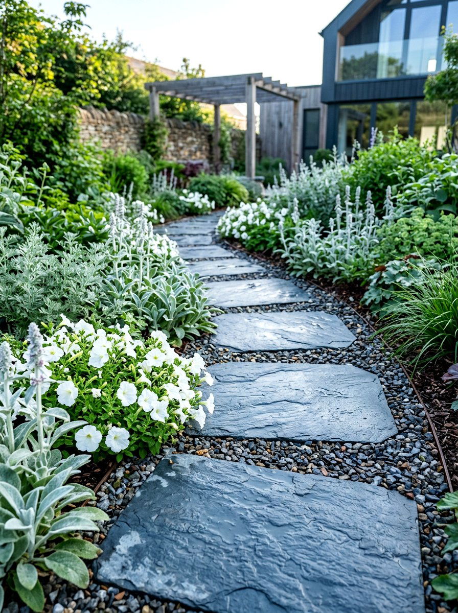 Blue Slate Stepping Stone - 30 stepping pad lawn ideas