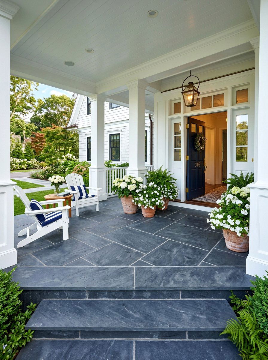 Blue Slate Stone Tile Flooring - 30 luxury front porch styling ideas