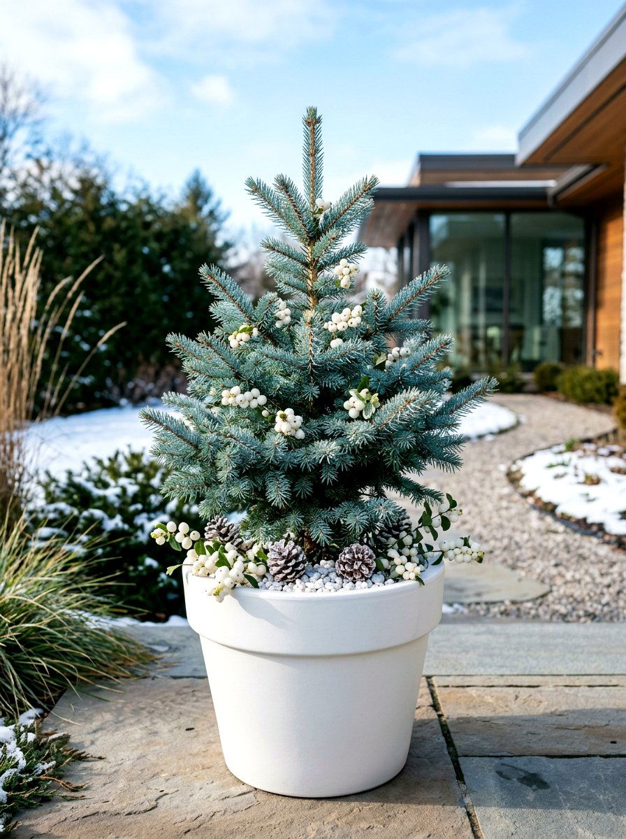 Blue Spruce Container - 30 winter container garden ideas