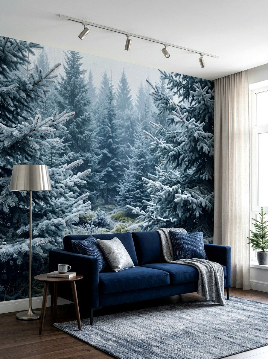 Blue Spruce Forest Wallpaper - 30 woodland wall mural nursery ideas