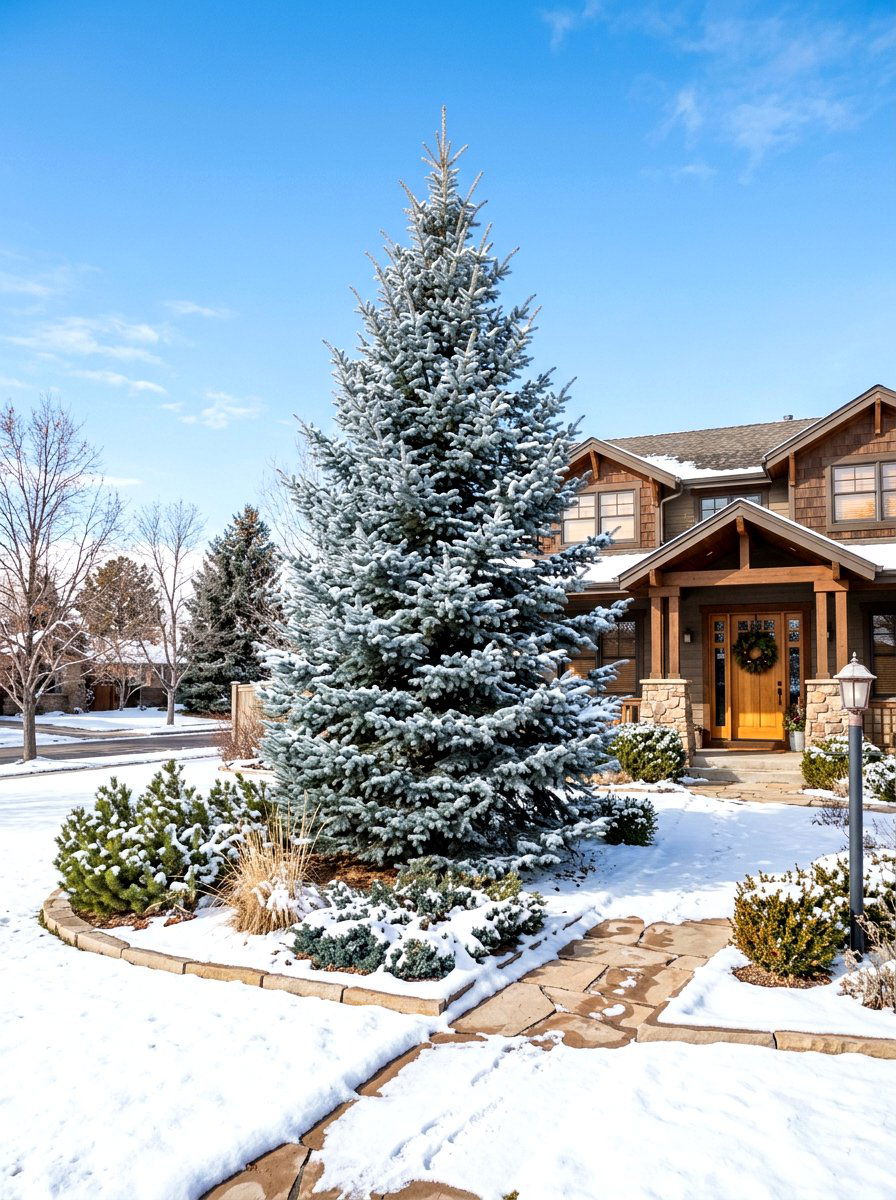 Blue Spruce - 30 front yard tree ideas
