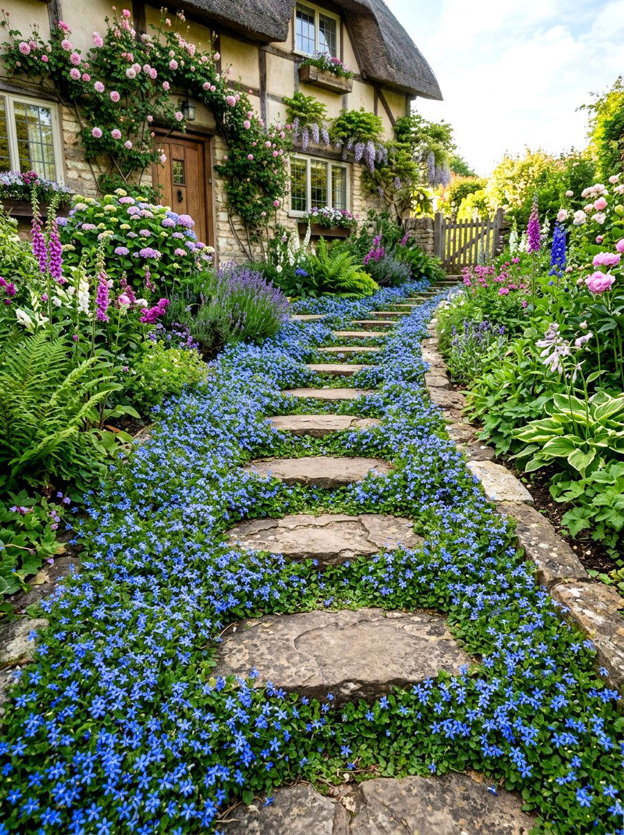 Blue Star Creeper Path - 30 no mow lawn garden ideas
