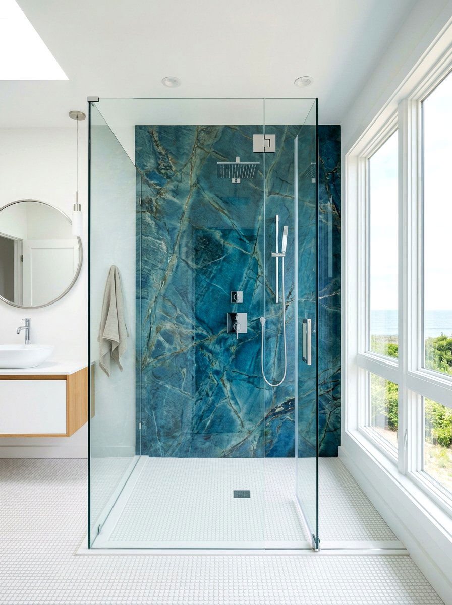 Blue Stone Shower - 30 stone slab shower ideas