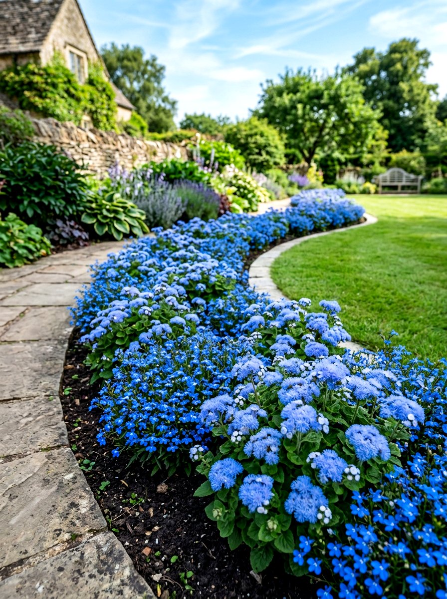 Blue Summer Flower Bed - 30 summer annual border ideas