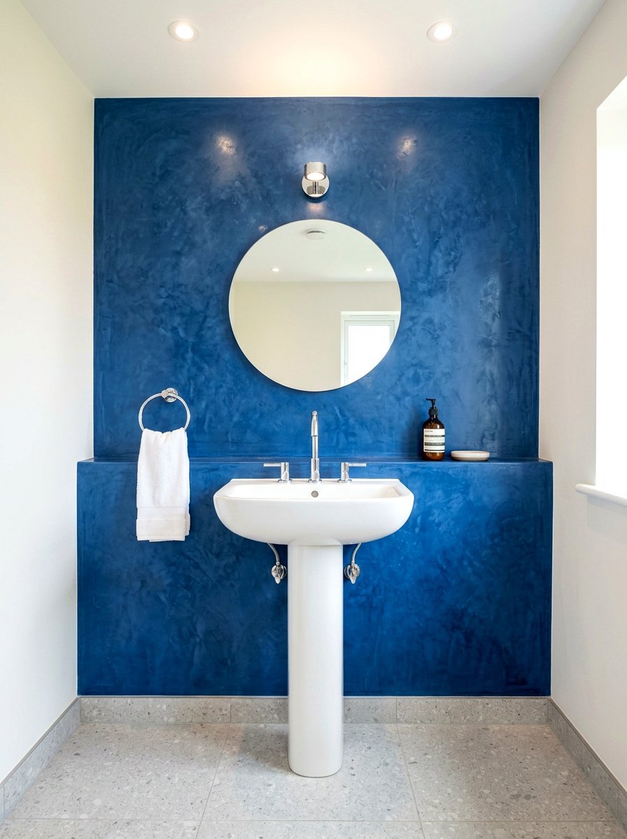 Blue Tadelakt Accent - 30 tadelakt bathroom ideas