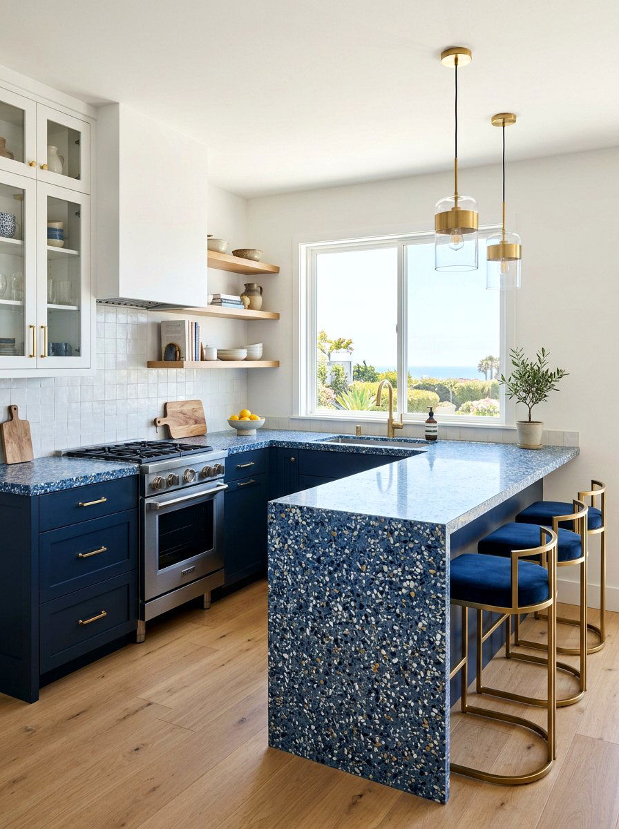 Blue Terrazzo Kitchen - 30 terrazzo kitchen ideas