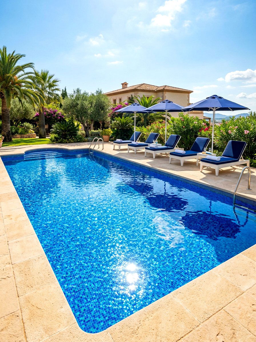 Blue Tile Pool - 30 Mediterranean backyard ideas
