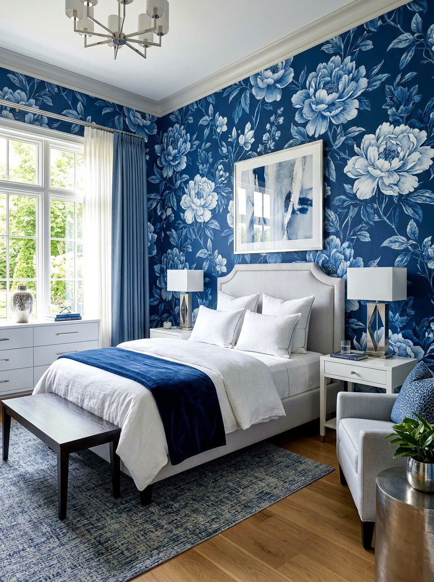 Blue Wallpaper Bedroom - 30 blue bedroom ideas