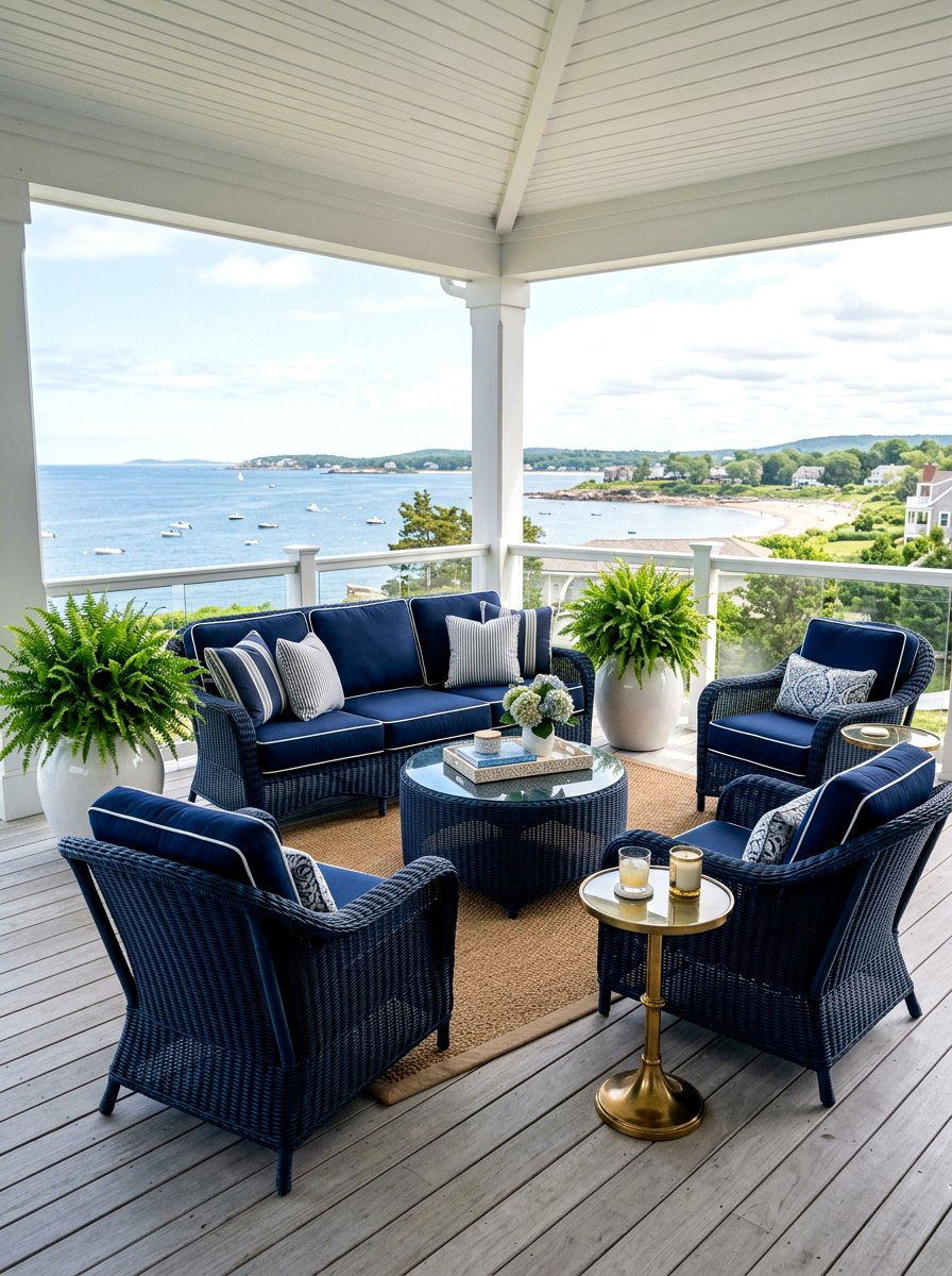 Blue Wicker Patio Furniture - 30 coastal prep porch ideas