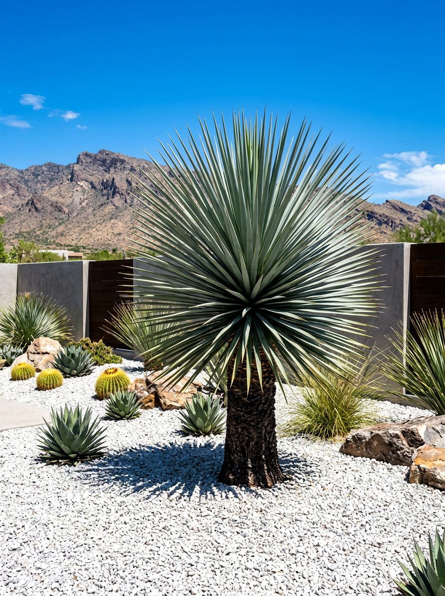 Blue Yucca Structural Plant - 30 evergreen landscaping ideas