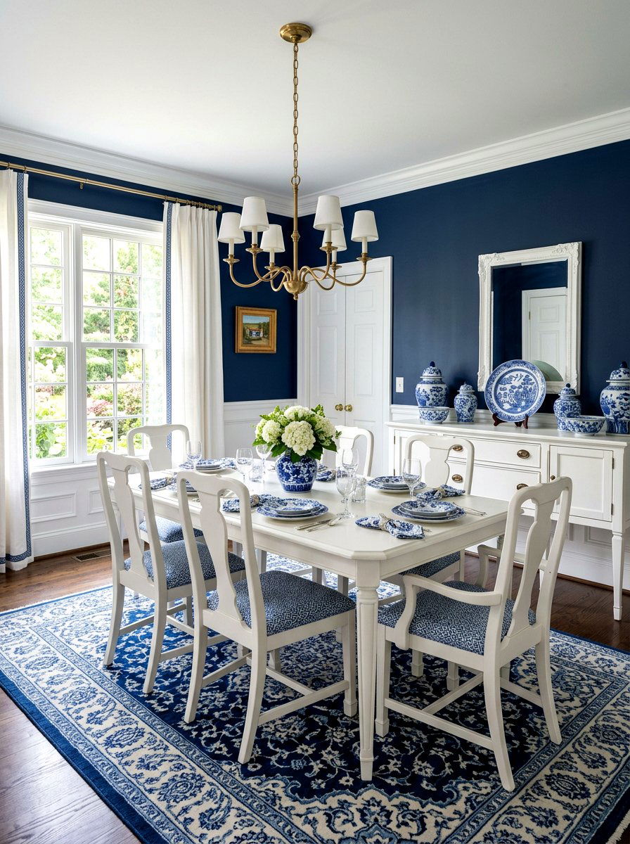 Blue and White Dining Room - 30 English dining room ideas