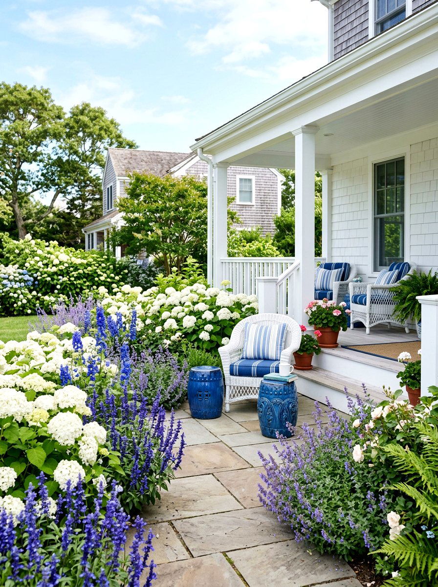 Blue and White Garden - 30 Nancy Meyers garden ideas
