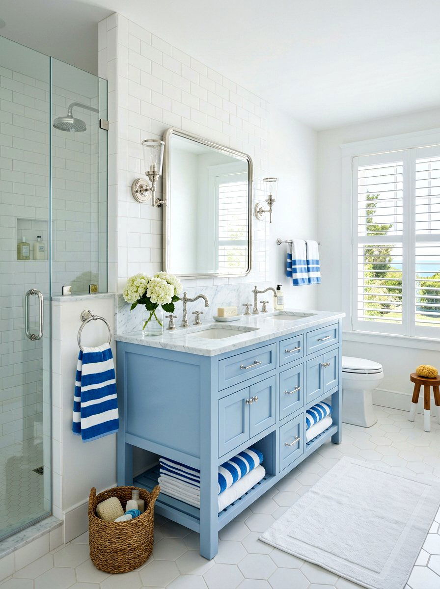 Blue and white bathroom - 30 Nancy Meyers bathroom ideas