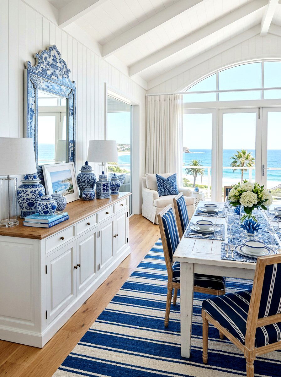 Blue and white decor - 30 Nancy Meyers dining room ideas