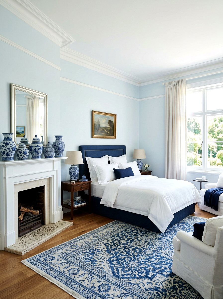 Blue and white decor - 30 romantic cottage bedroom ideas