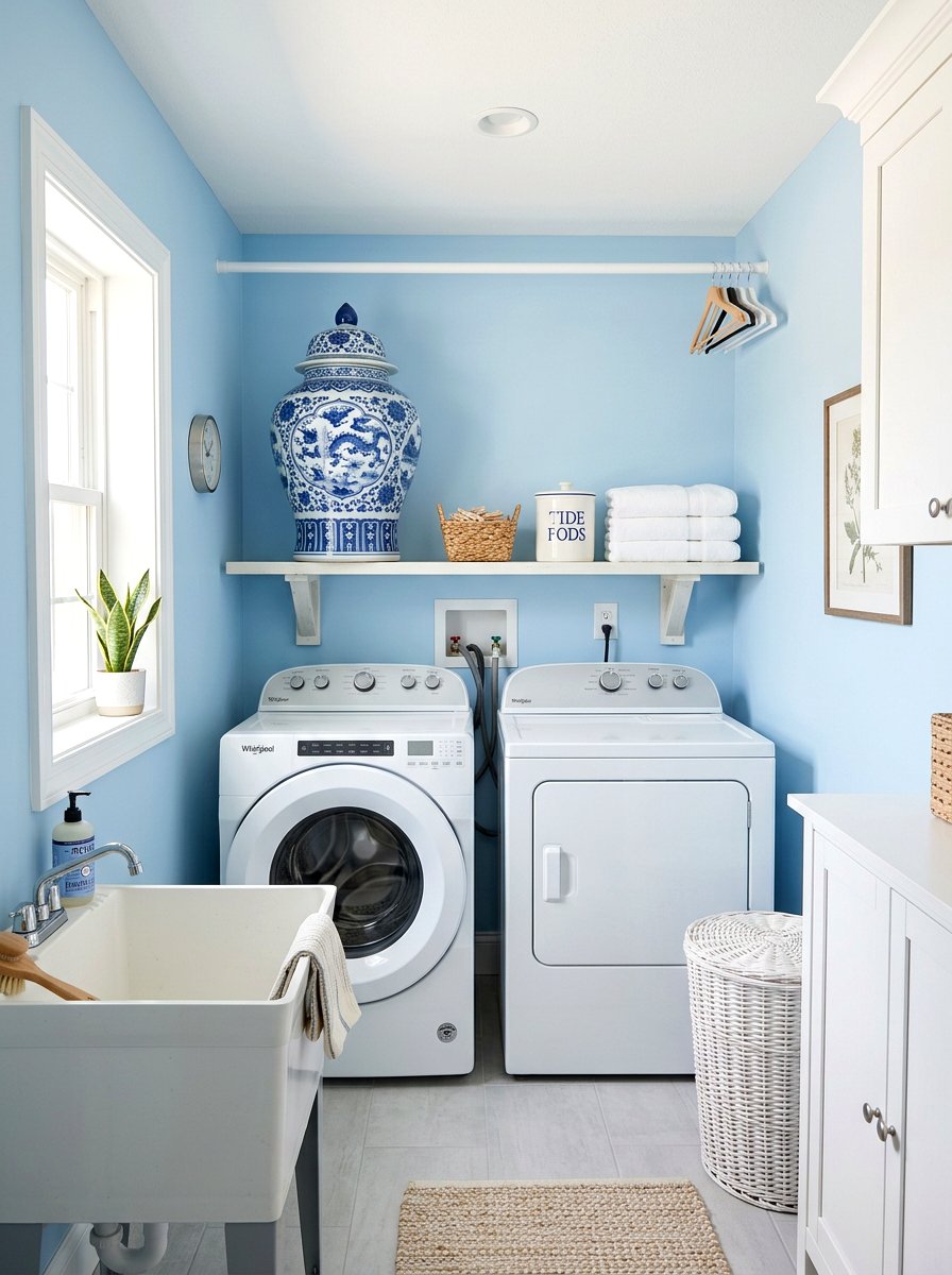Blue and white ginger jar laundry room - 30 blue and white ginger jar decor ideas