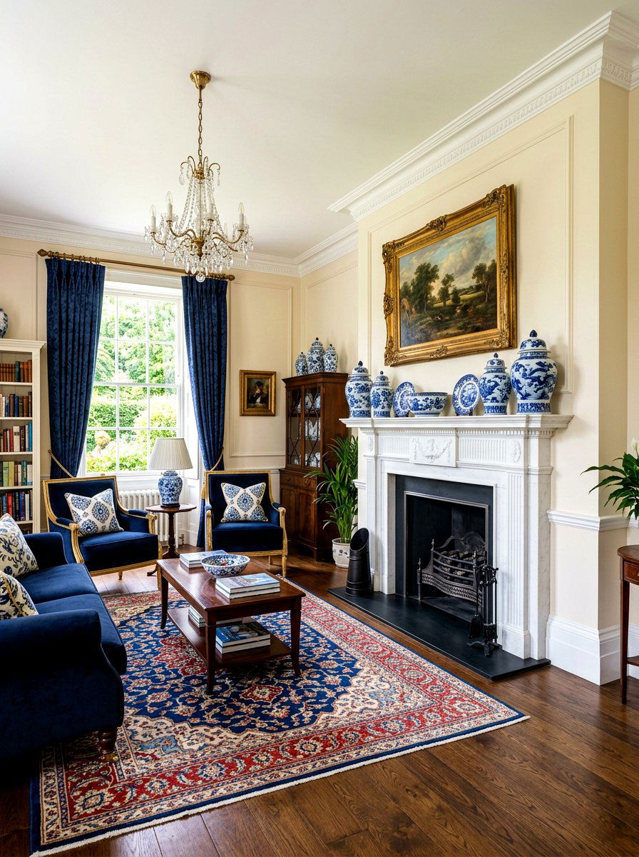 Blue and white porcelain - 30 mantel shelfie ideas