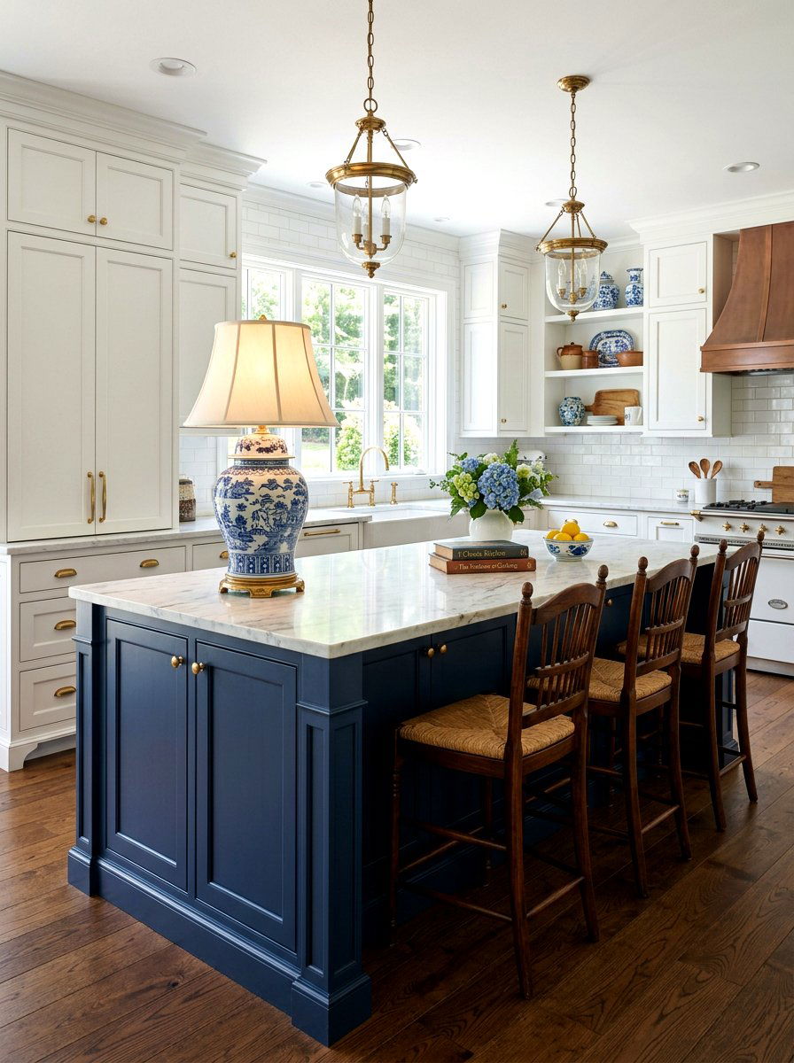 Blue and white porcelain lamp kitchen island - 30 table lamp kitchen island ideas