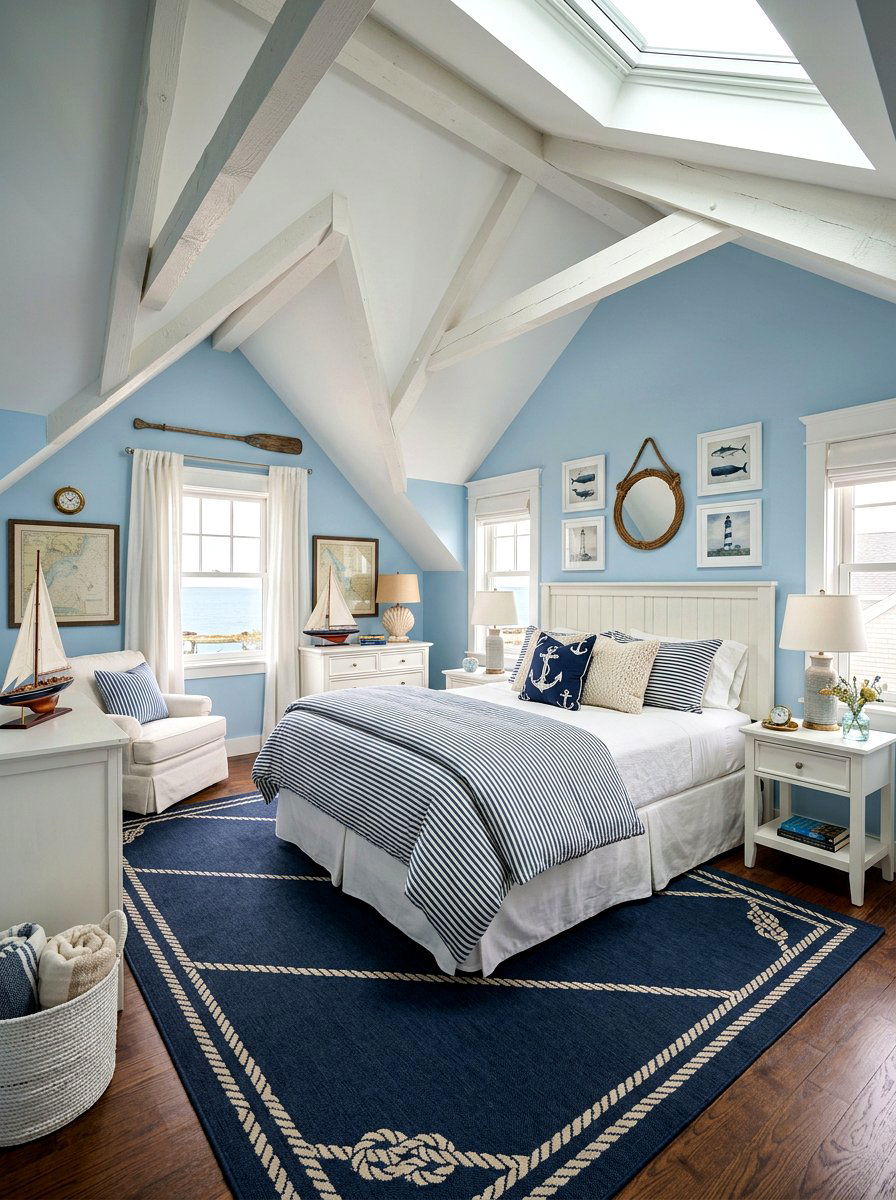 Blue attic guest room - 30 attic guest room ideas