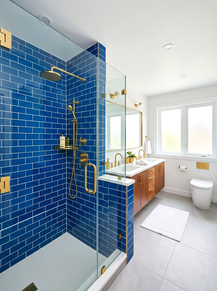 Blue bathroom tile - 30 primary color decor ideas