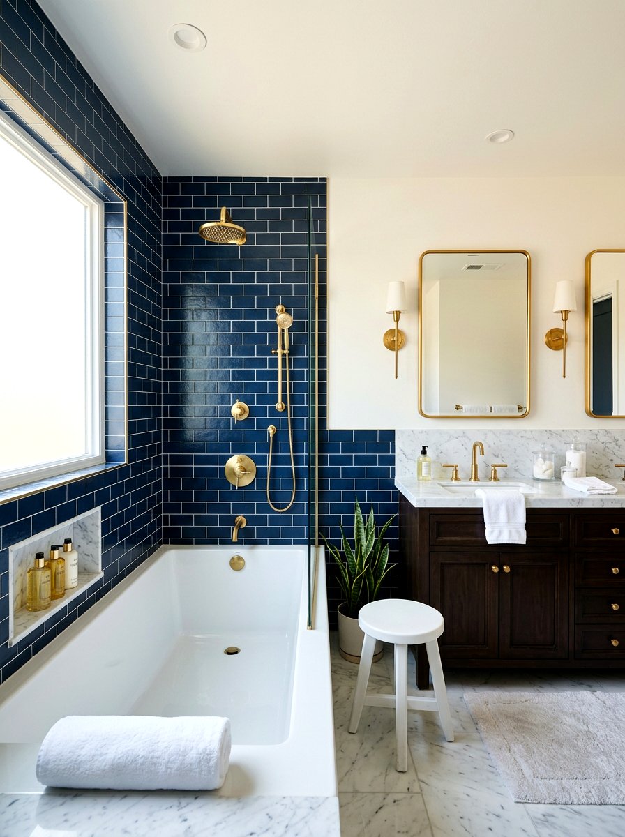 Blue bathroom tub shower - 30 tub shower combo ideas