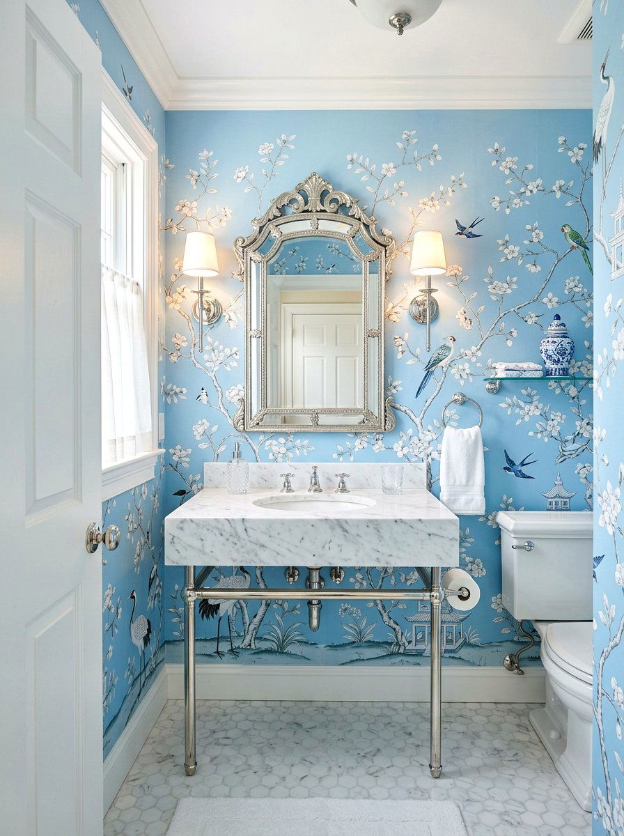 30 Floral Wallpaper Powder Room Ideas For Bold, Beautiful Style