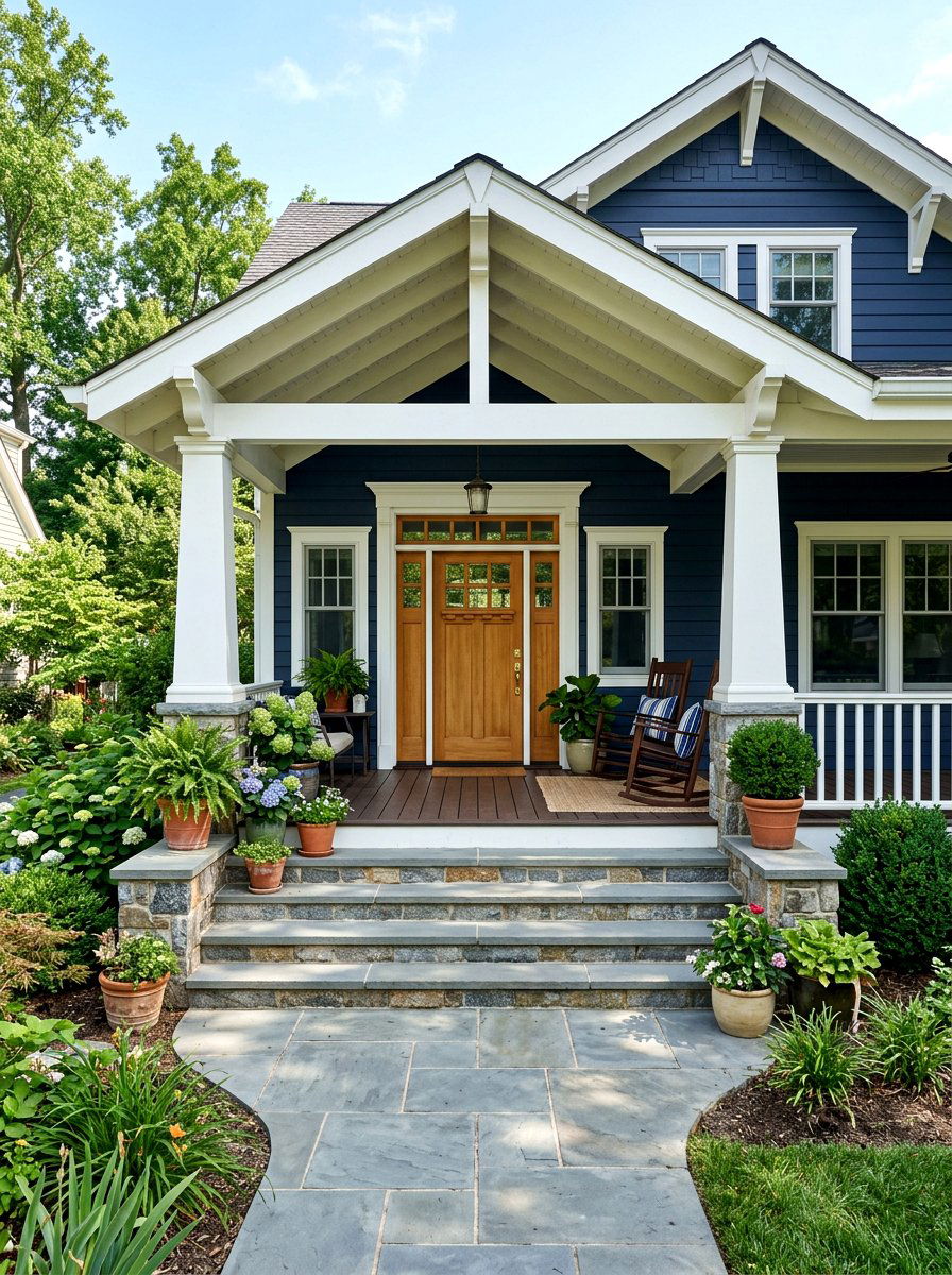 Blue craftsman home porch - 30 craftsman front porch ideas