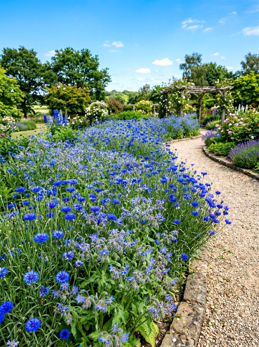 Blue flower garden border - 30 bee garden border ideas