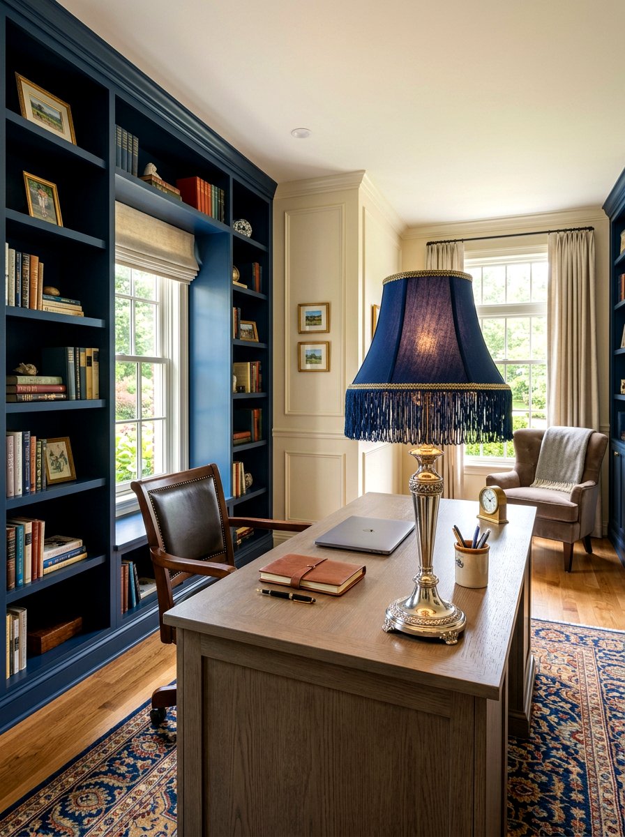 Blue fringe lamp shade - 30 fringed lamp shade ideas
