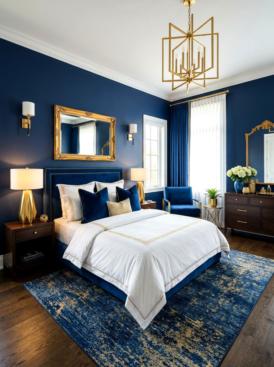 Blue gold master bedroom - 30 luxury Pinterest bedroom ideas