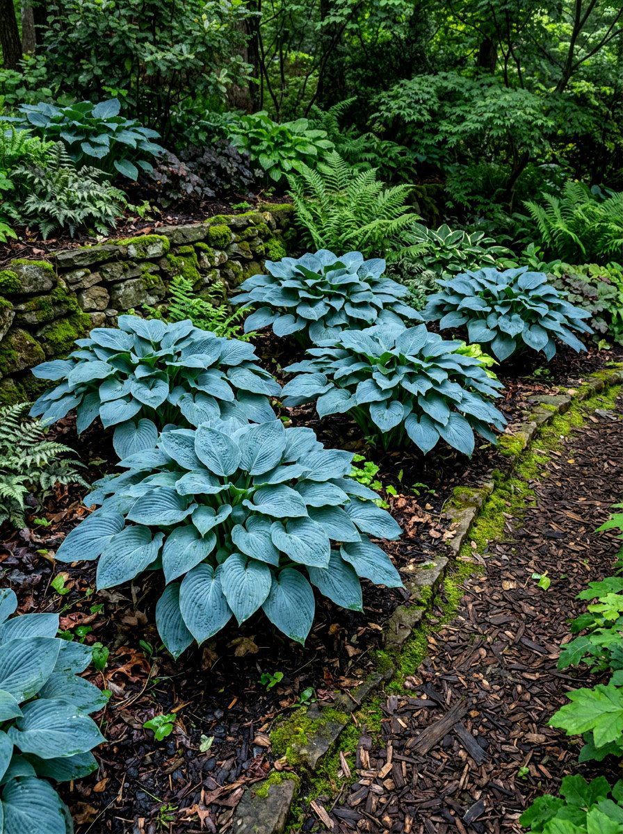 Blue hosta garden bed - 30 hosta border ideas