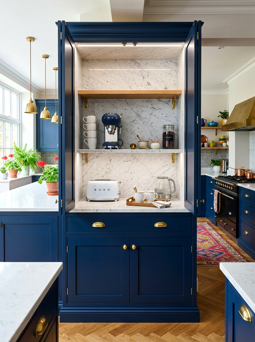 Blue kitchen breakfast station cabinet - 30 breakfast station cabinet ideas