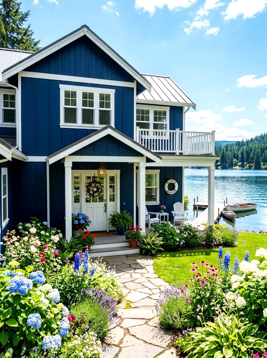 Blue lake house siding - 30 lake house exterior ideas