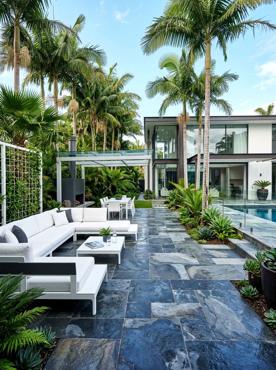Blue limestone patio pavers - 30 limestone backyard patio ideas