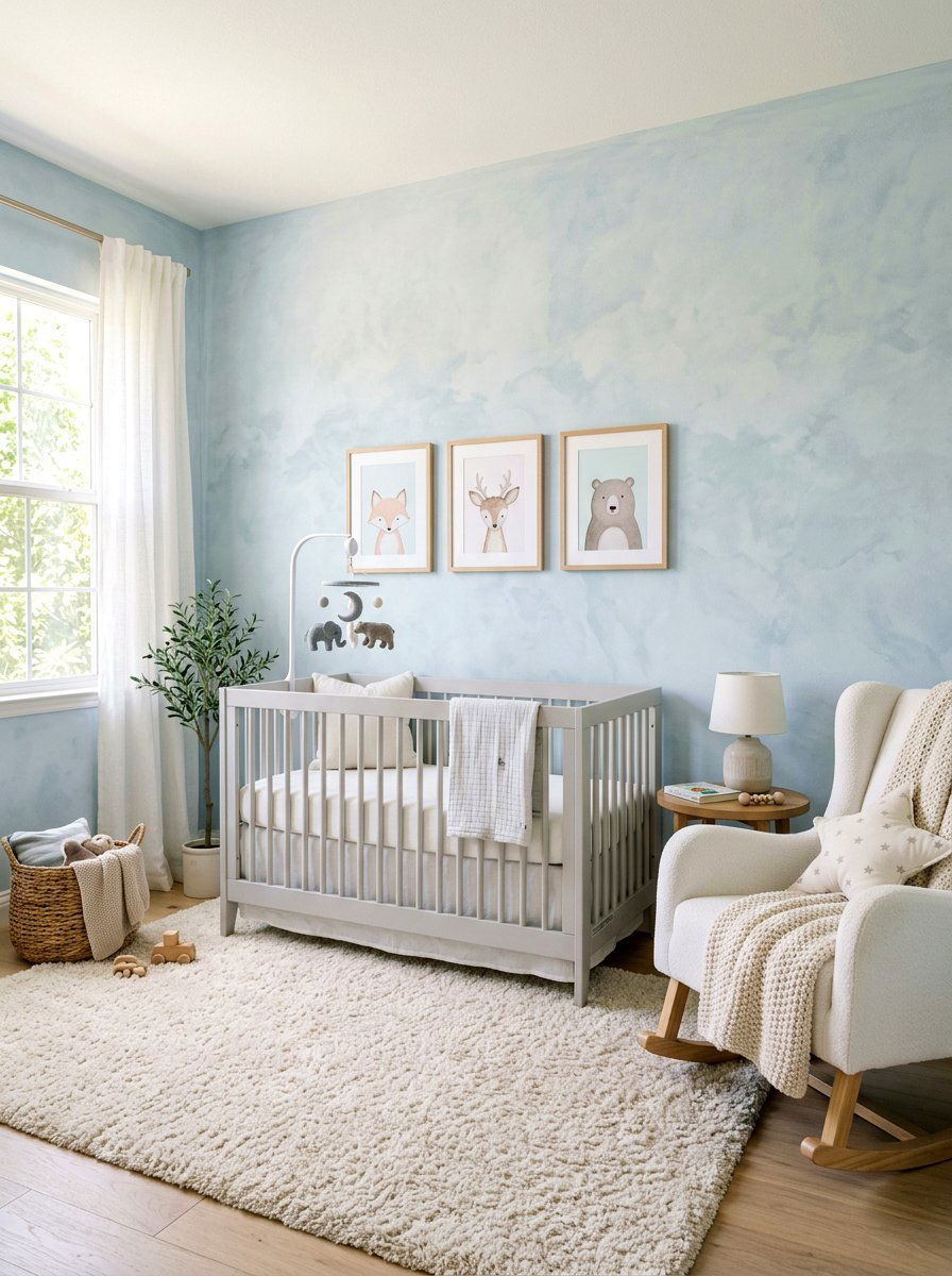 Blue limewash nursery - 30 limewash wall ideas