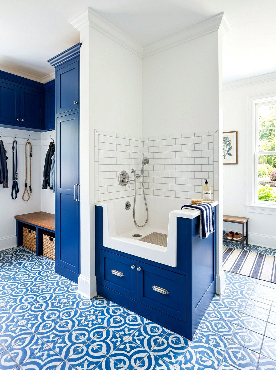 Blue mudroom dog wash - 30 mudroom dog wash ideas