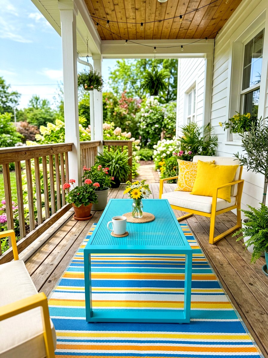 Blue outdoor coffee table - 30 porch coffee table ideas