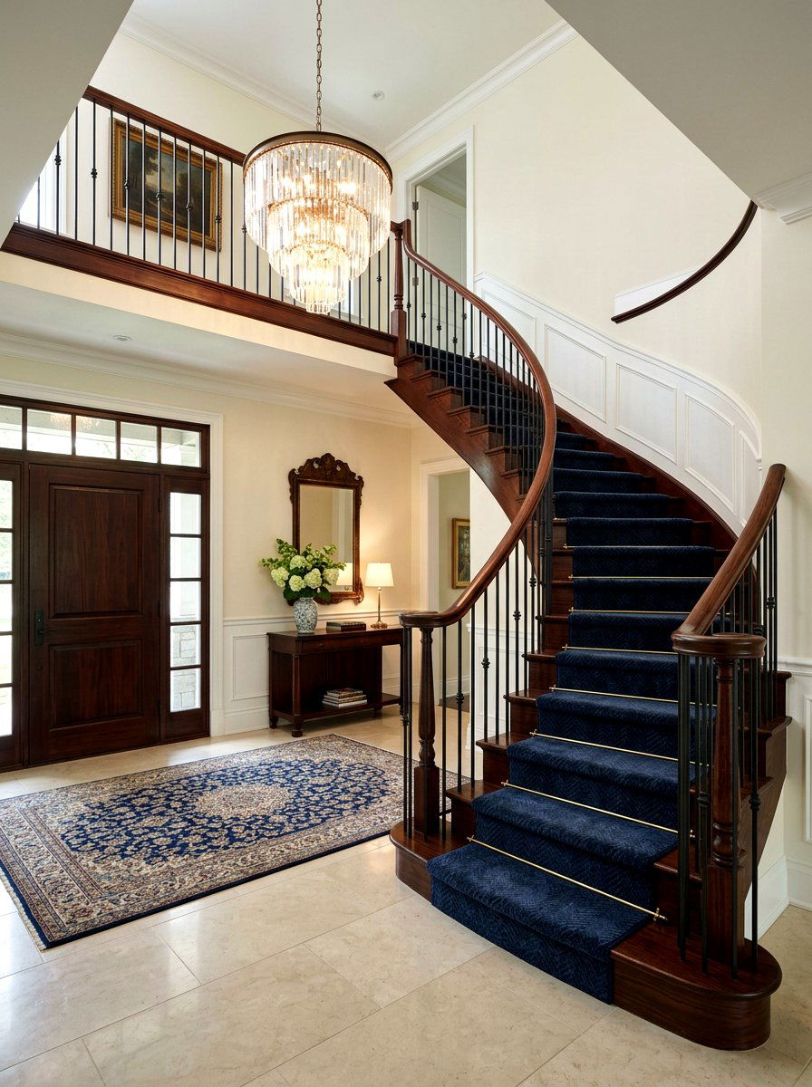 Blue stair runner - 30 stair runner ideas