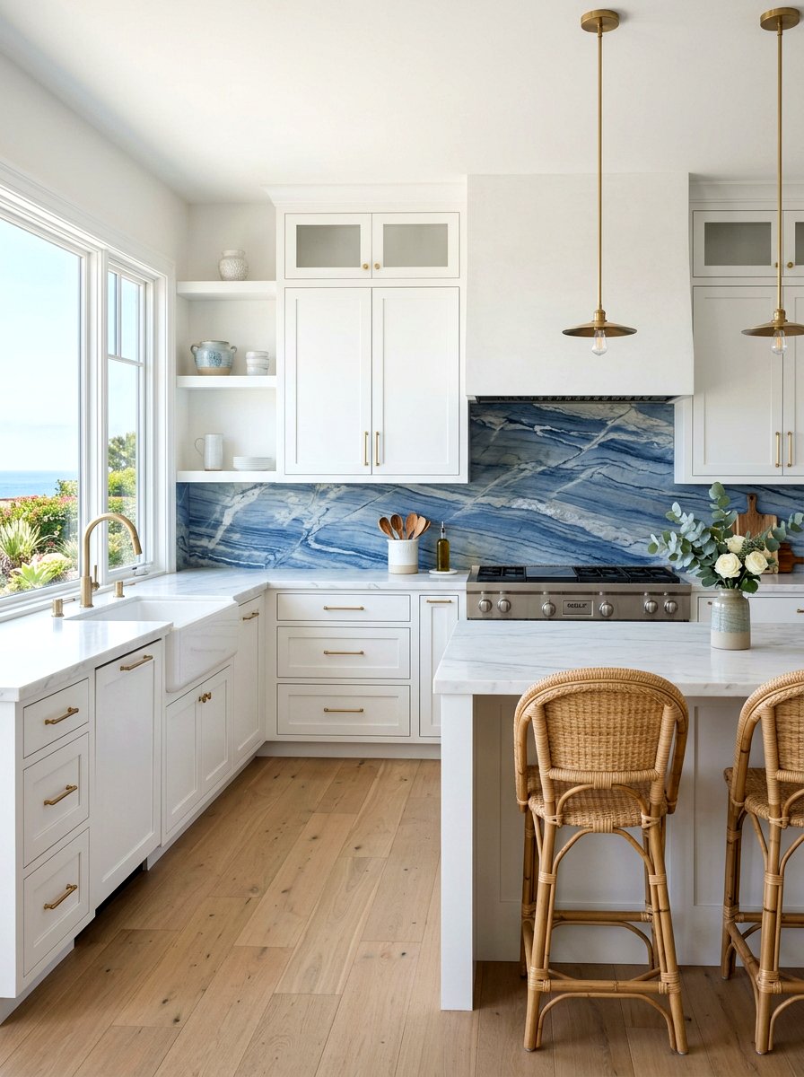 Blue stone slab backsplash - 30 slab backsplash ideas