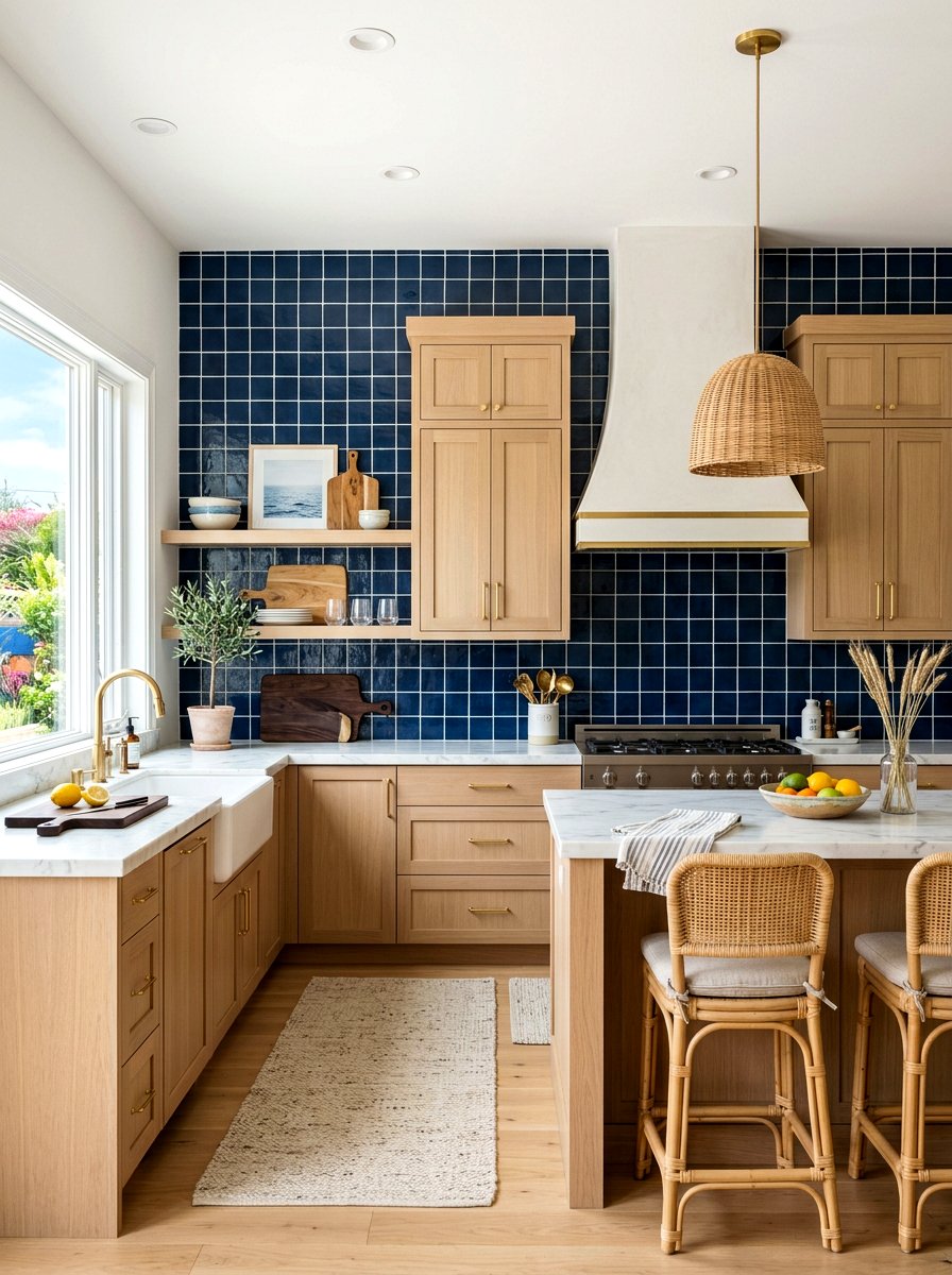 Blue tile kitchen - 30 full height backsplash ideas