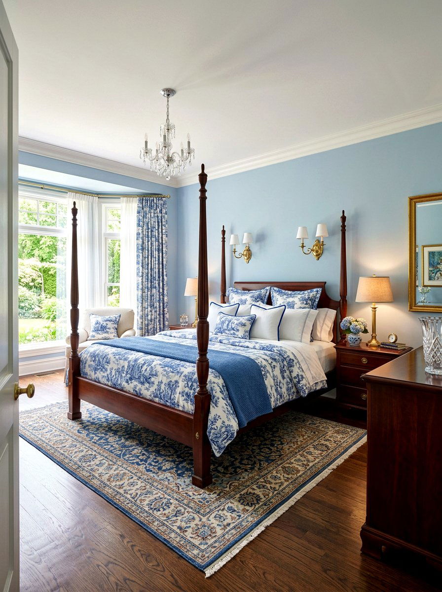 Blue toile bedding - 30 toile bedroom ideas