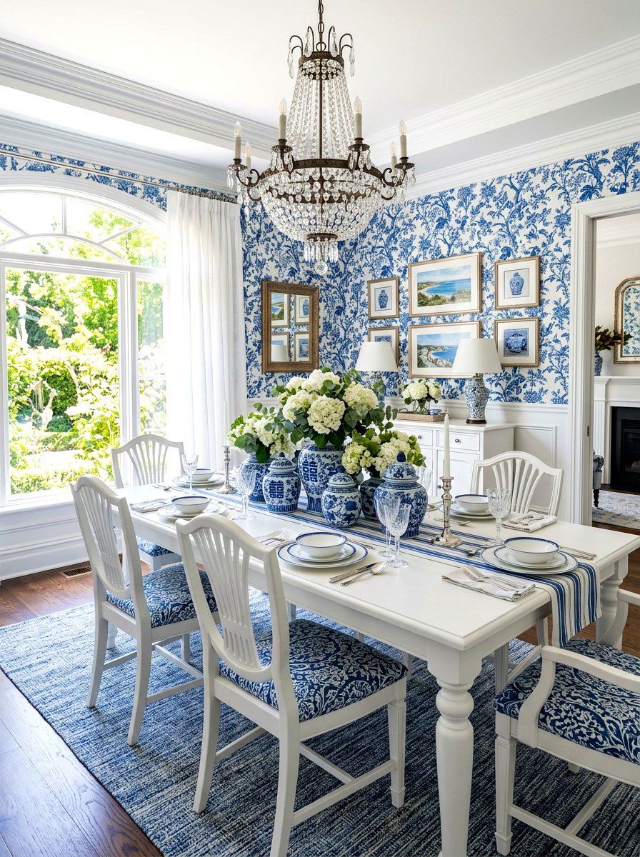 Blue white ginger jar - 30 summer table centerpiece ideas