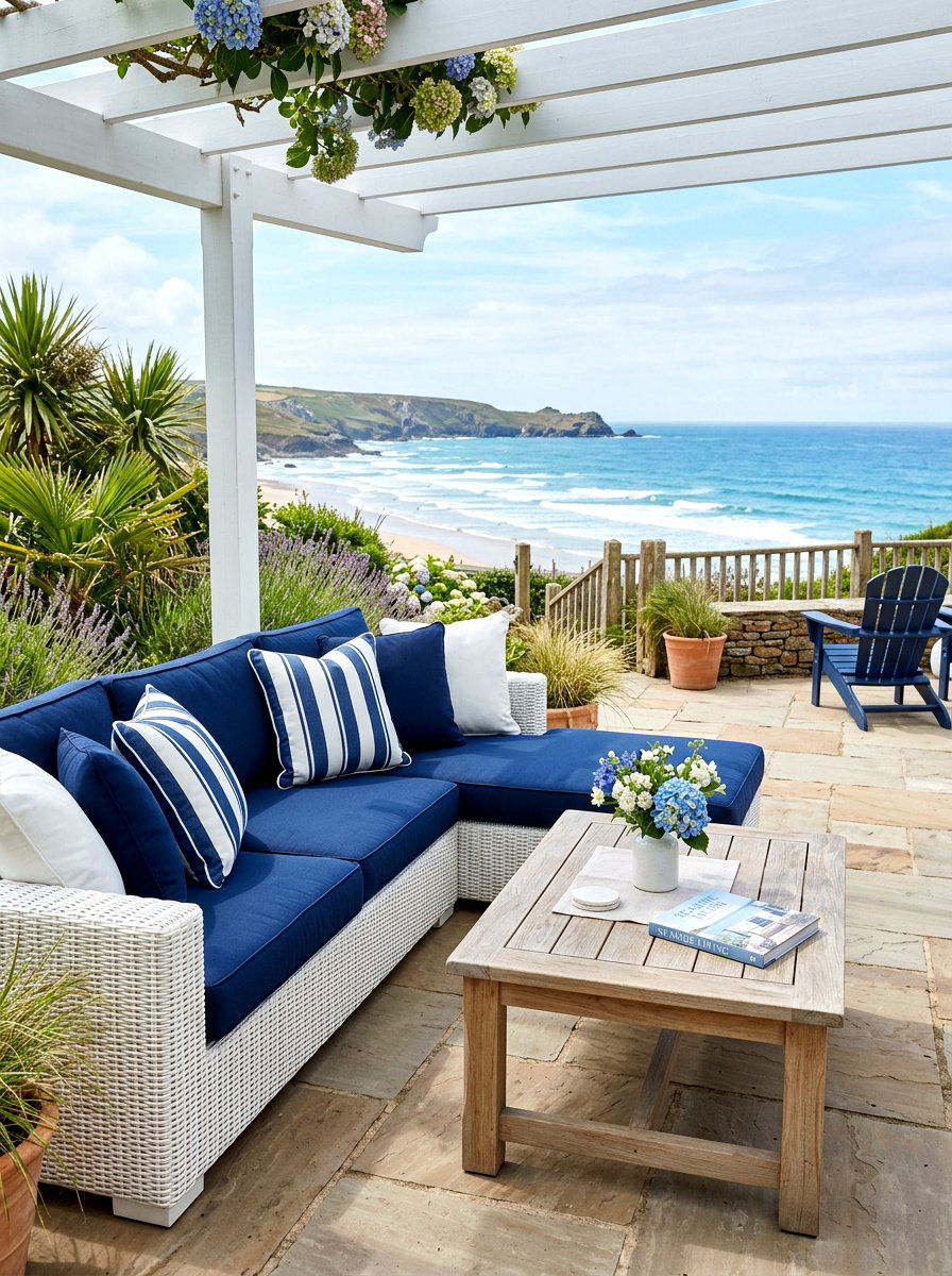 Blue white stripe outdoor pillow - 30 outdoor throw pillow ideas