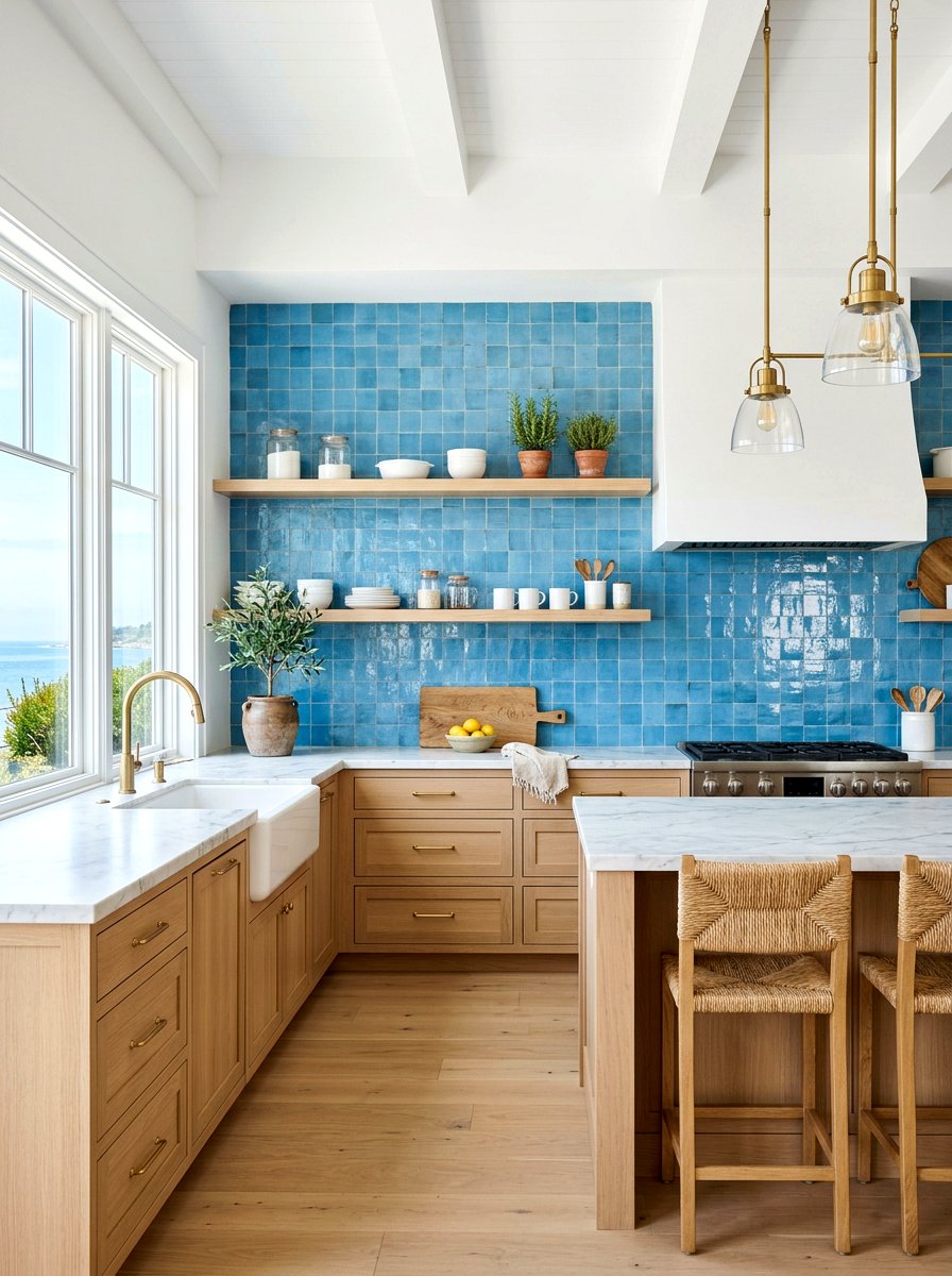 Blue zellige kitchen tile - 30 zellige tile backsplash ideas