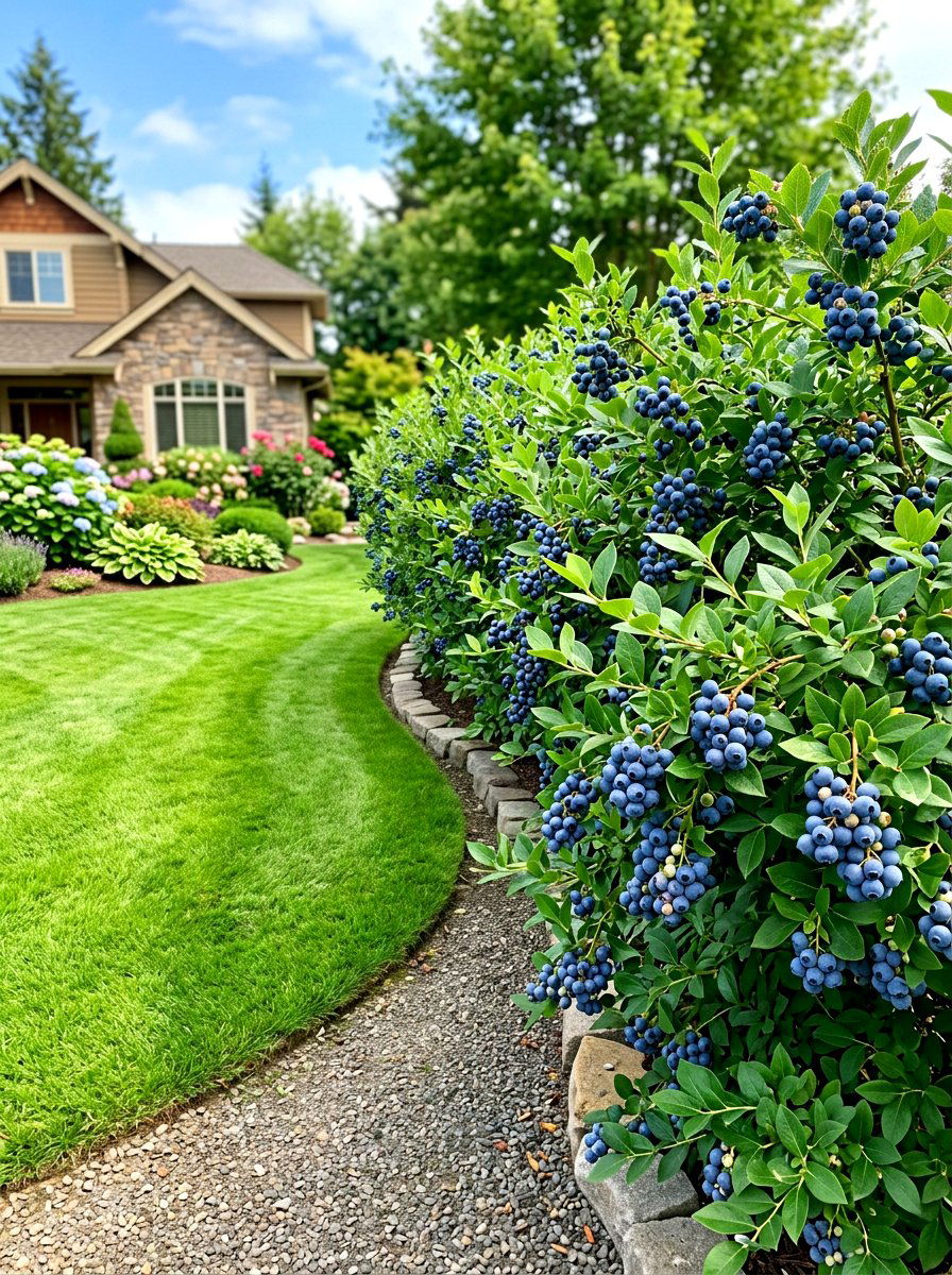 Blueberry Bush Hedge - 30 edible entertaining backyard ideas