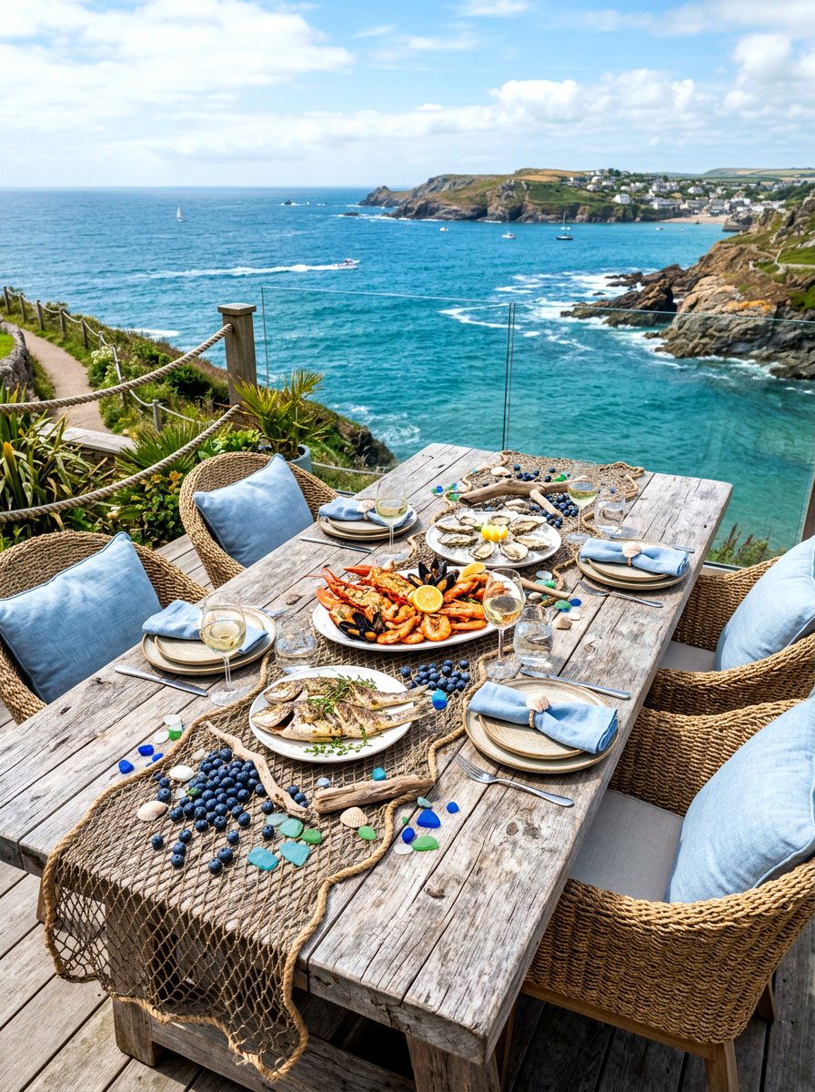 Blueberry Coastal Table - 30 berry table summer ideas