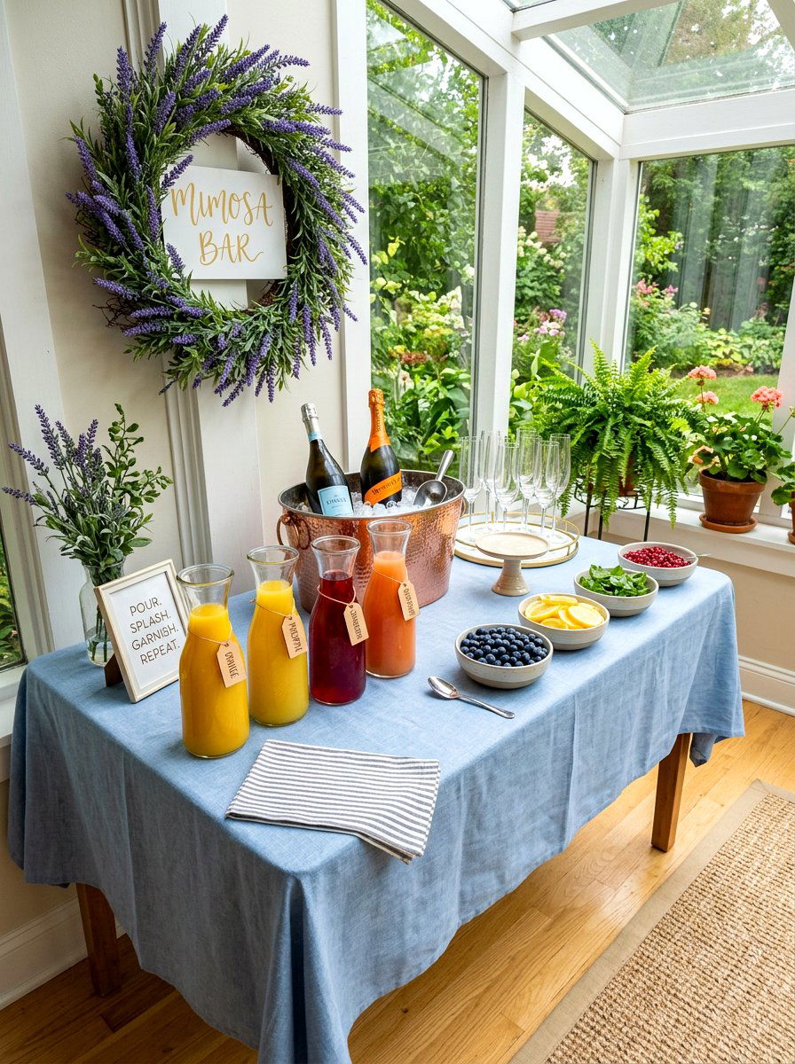 Blueberry Mimosa Bar - 30 berry table summer ideas